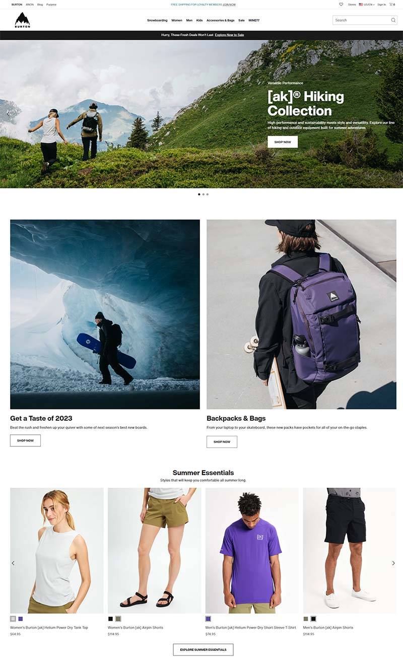Burton Snowboards 美国户外滑雪装备购物网站