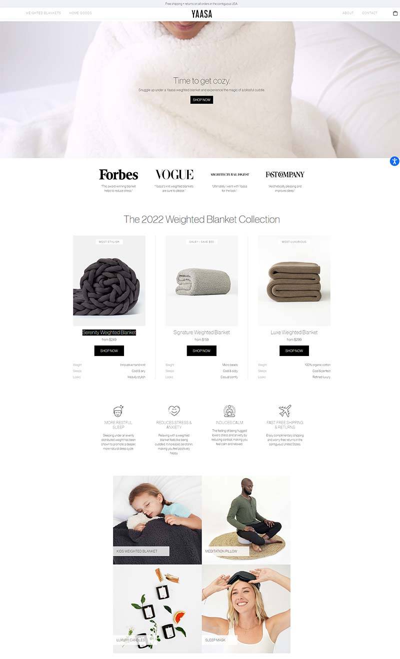 Yaasa 美国加重毛毯品牌购物网站