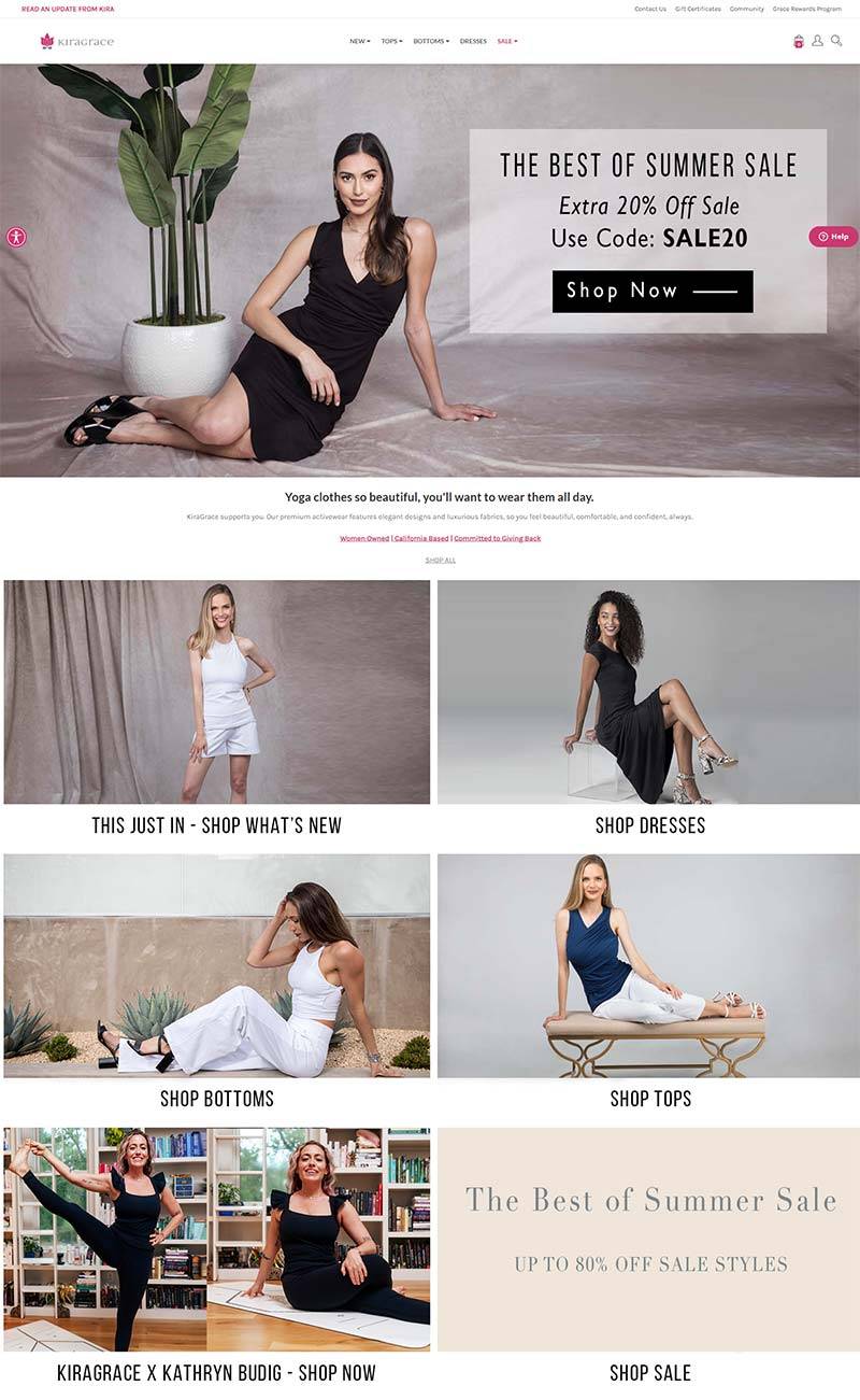 KIRAGRACE 美国女性瑜伽服购物网站