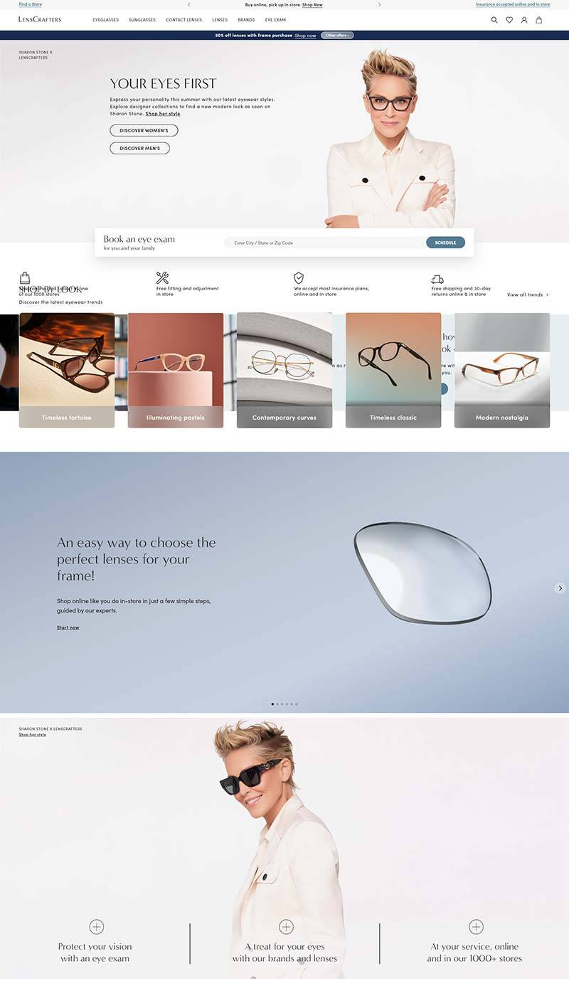 LensCrafters 美国处方眼镜太阳镜购物网站