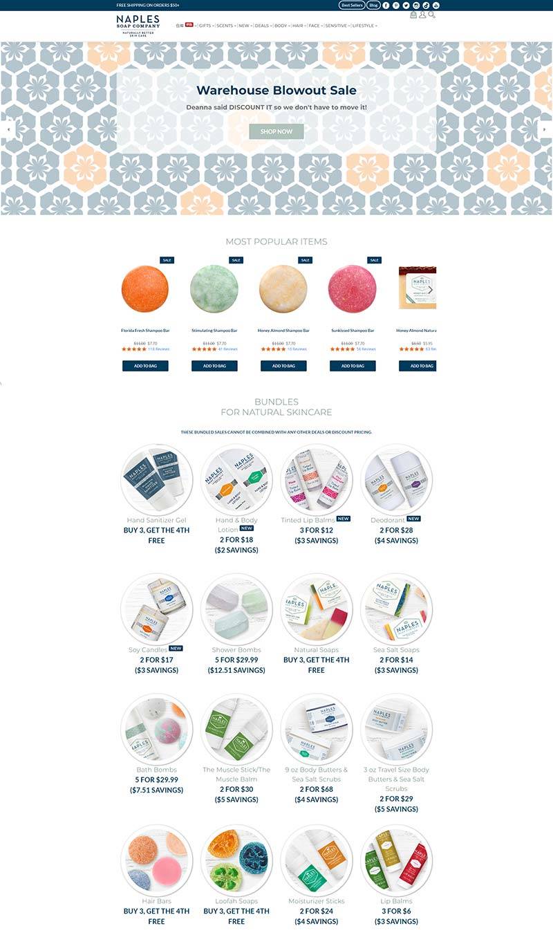 Naples Soap Company 美国护肤护发产品购物网站