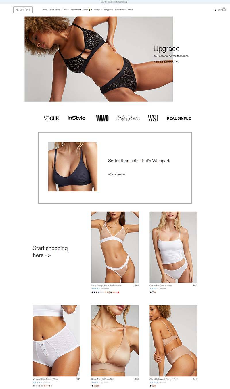 Negative Underwear 美国女性内衣品牌购物网站