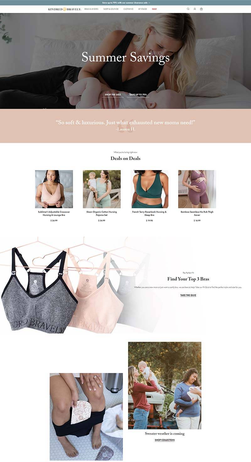 Kindred Bravely 美国女性哺乳内衣购物网站