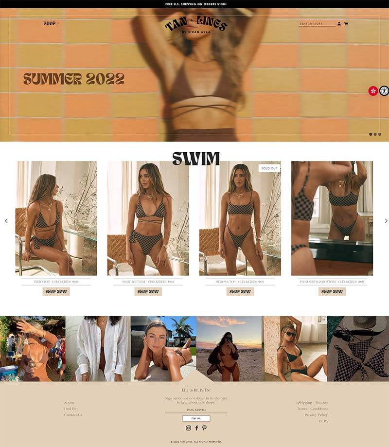 Shop Tan Lines 美国轻奢女性泳装购物网站