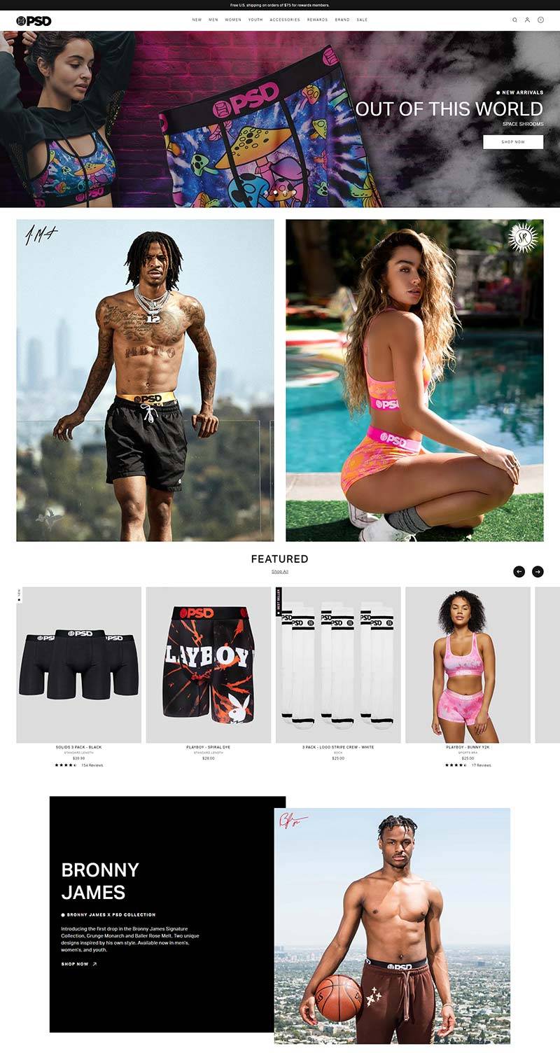 PSD Underwear 美国运动内衣品牌购物网站