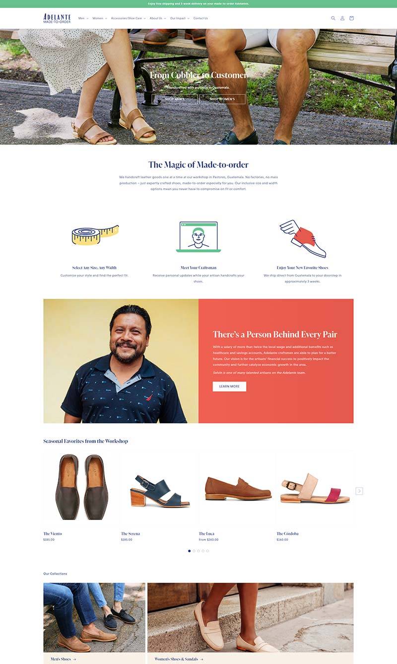 Adelante Shoe Co 美国手工男女皮鞋购物网站
