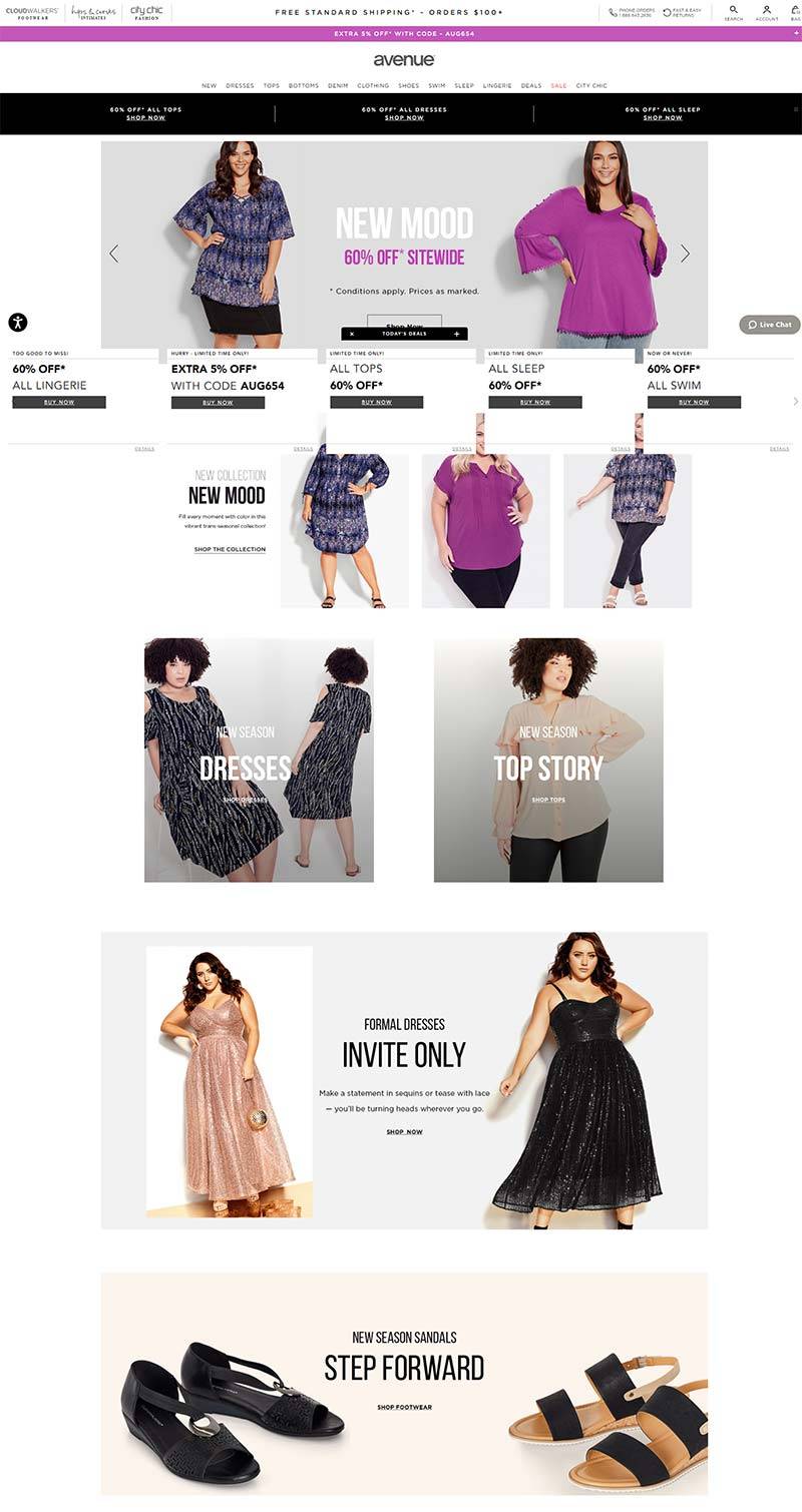 Avenue Stores 美国时尚大码女装购物网站