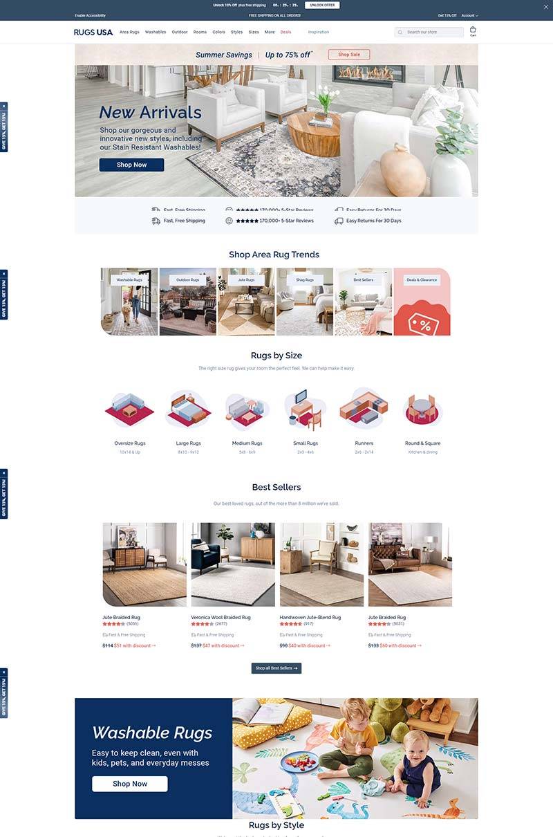 Rugs USA 美国居家地毯装饰购物网站