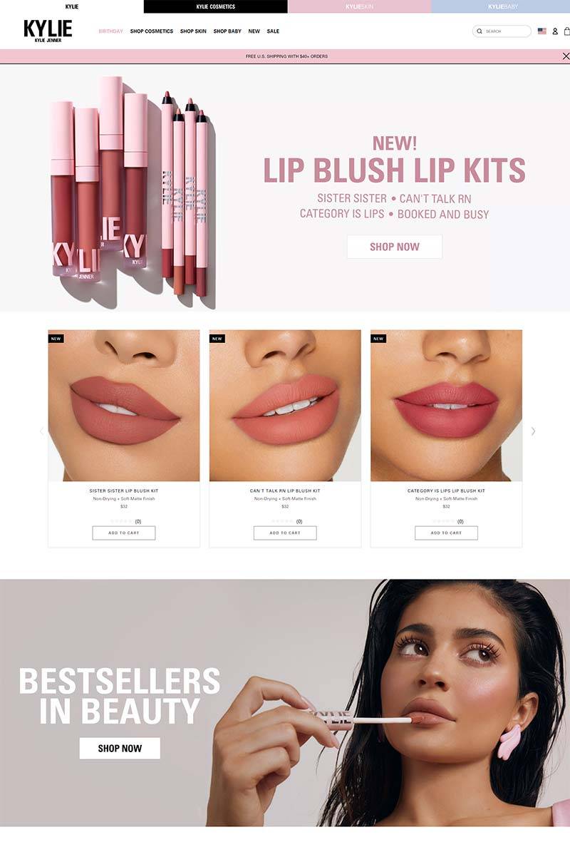 Kylie Cosmetics 美国纯素清洁护肤品购物网站