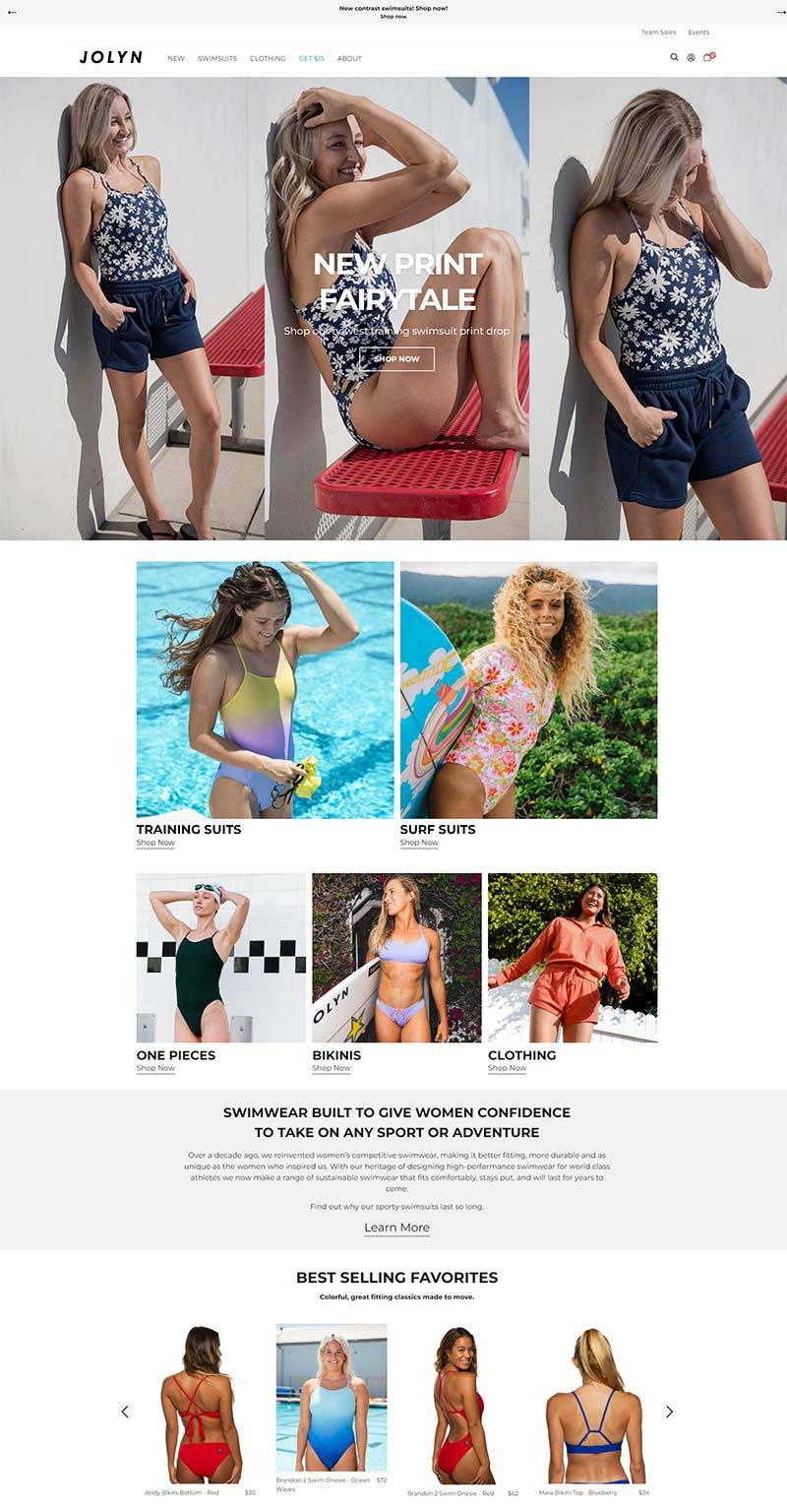 Jolyn 美国高性能泳装品牌购物网站