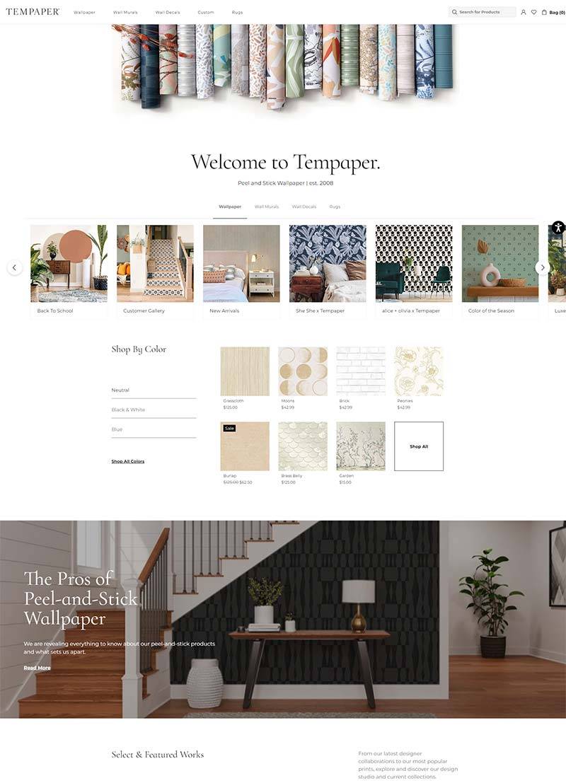 Tempaper 美国可移动墙纸装饰购物网站