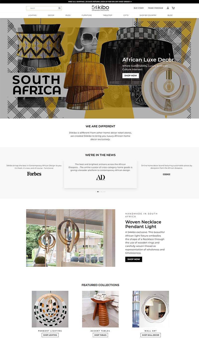 54kibo 美国非洲风格家居装饰购物网站