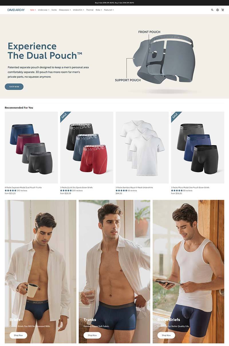 David Archy 美国男性内衣品牌购物网站