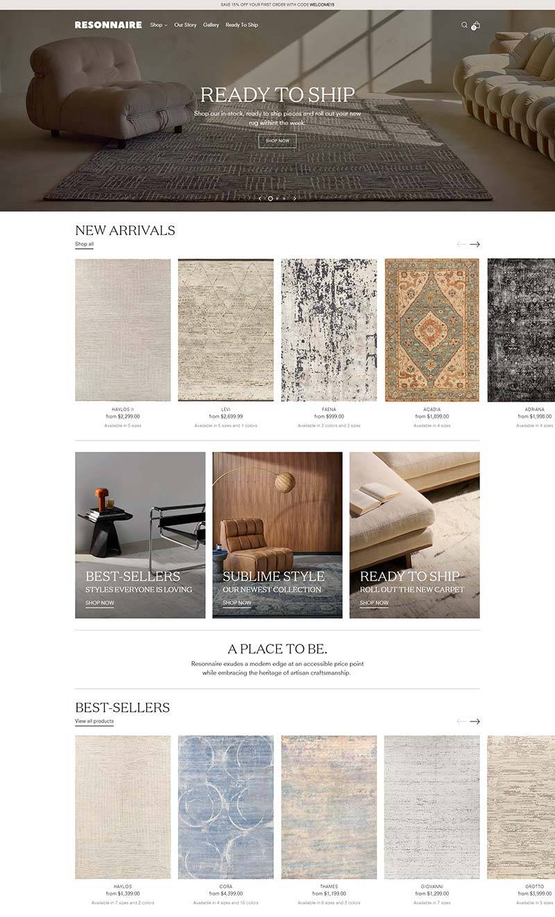 Resonnaire Home 美国现代家居地毯购物网站