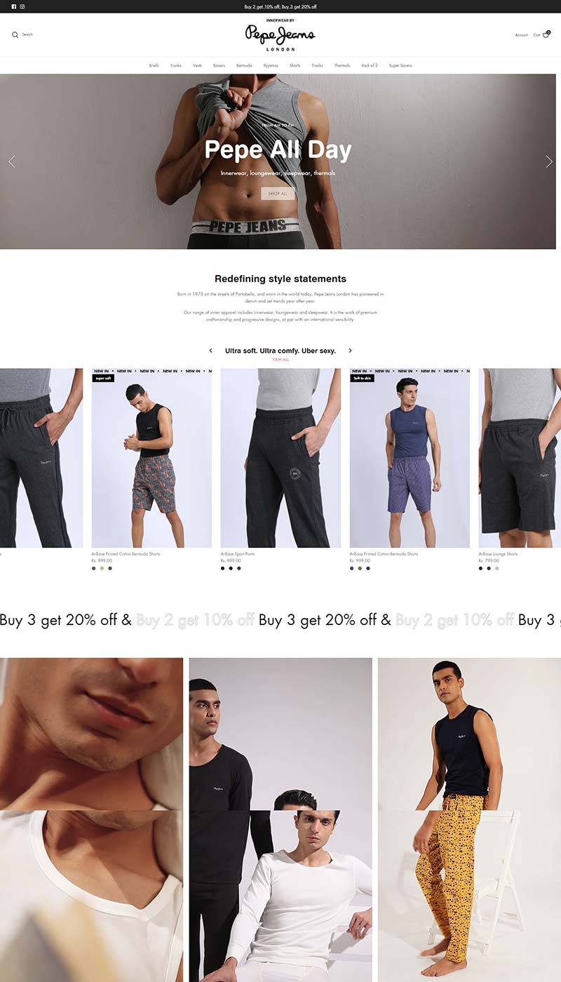 Pepe Jeans London 印度男士内衣品牌购物网站