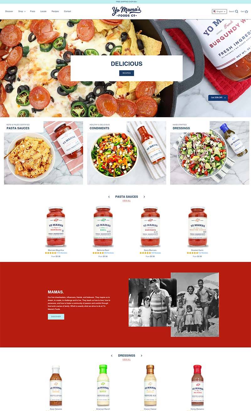 Yo Mama's Foods 美国食品调味酱购物网站
