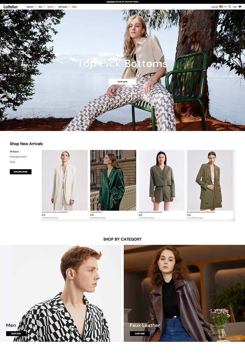 Lattelier Store 美国生活时装品牌购物网站