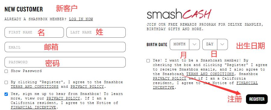 Smashbox注册信息
