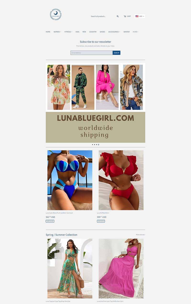 Lunablue Girl 澳大利亚女性精品服饰购物网站