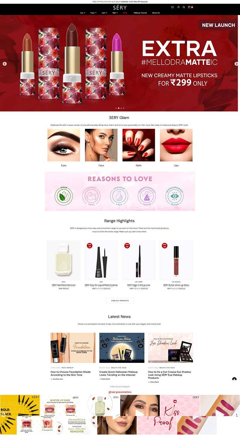 SÉRY Cosmetics 印度美妆护肤品购物网站
