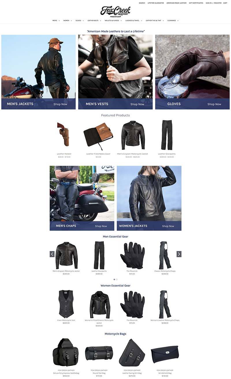 Fox Creek Leather 美国摩托车皮革装备购物网站