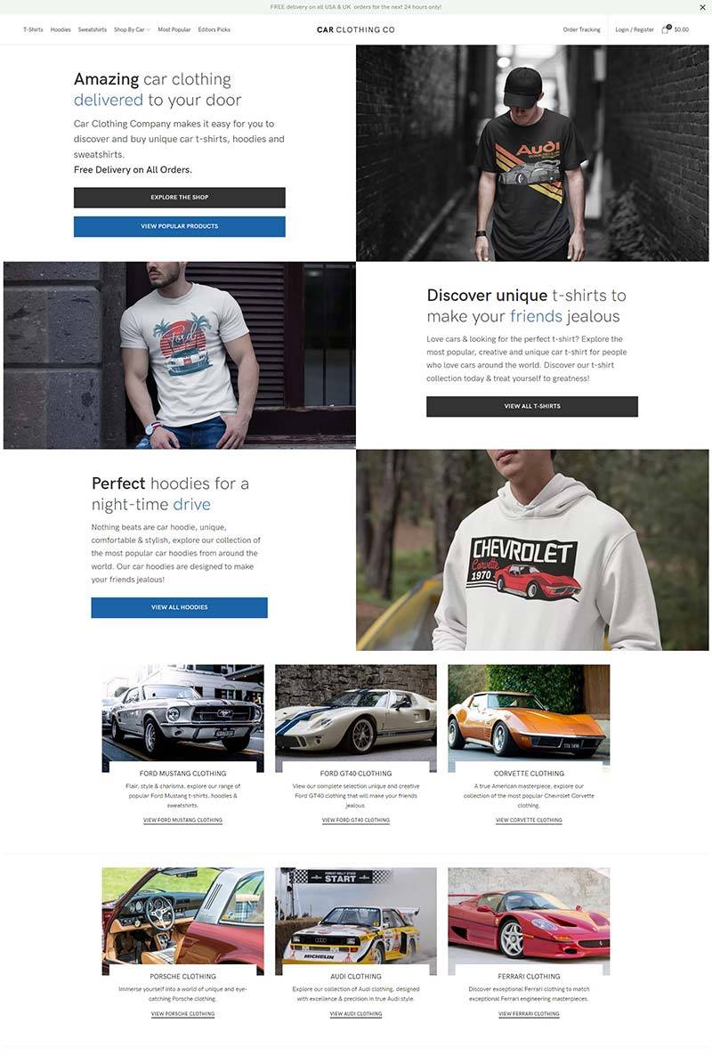 Car Clothing Company 英国汽车周边T恤购物网站