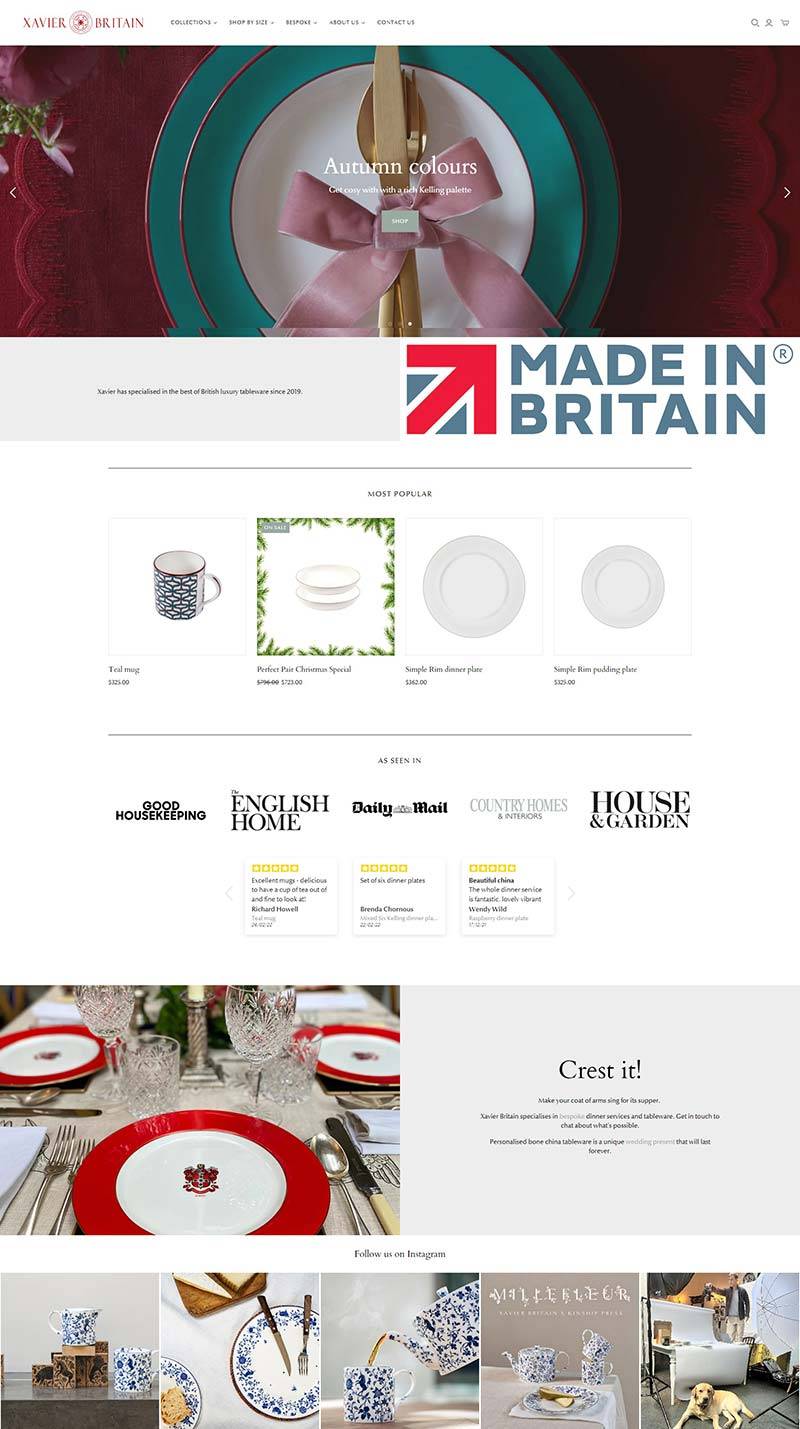 Xavier Britain 英国奢华骨瓷餐具购物网站