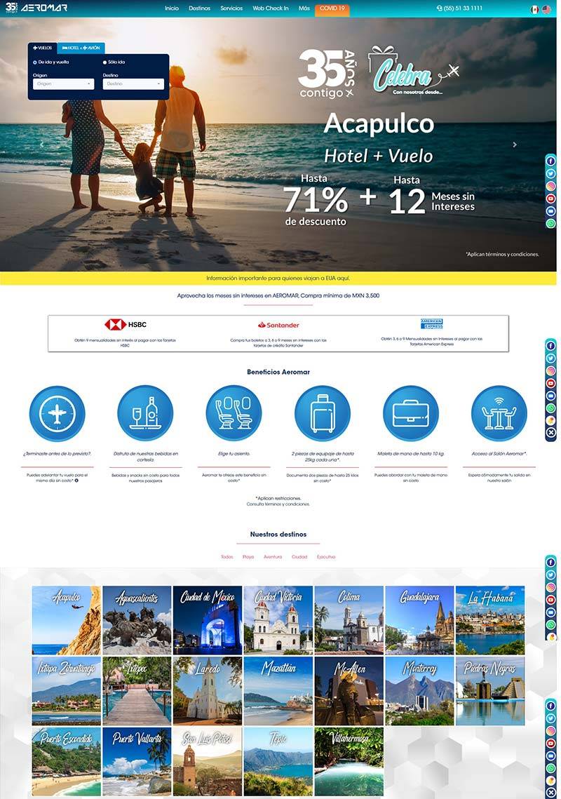 Aeromar 墨西哥航空机票预定网站