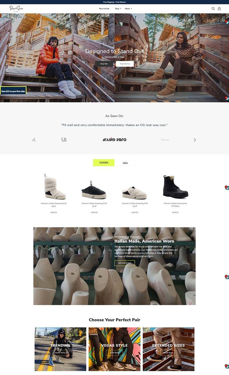 Ross & Snow 美国豪华手工鞋履购物网站