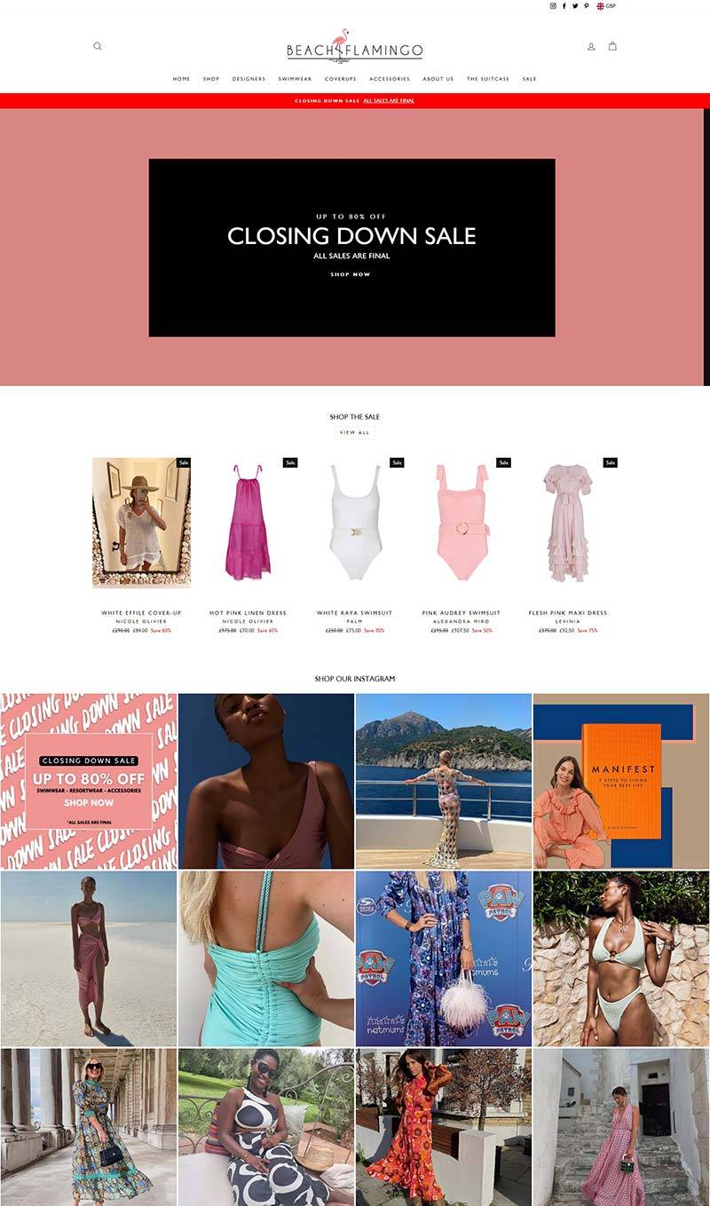 Beach Flamingo 英国设计师泳装品牌购物网站