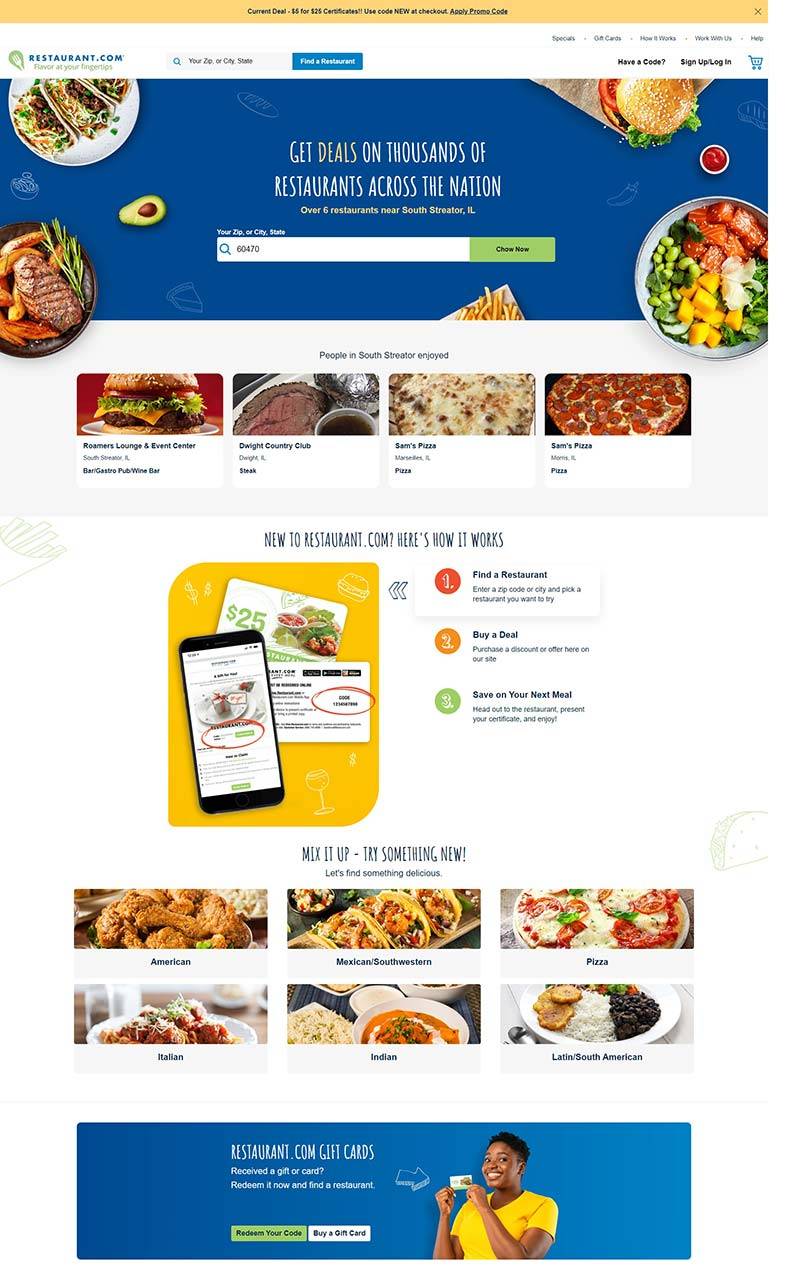 Restaurant.com 美国美食餐饮券订阅网站