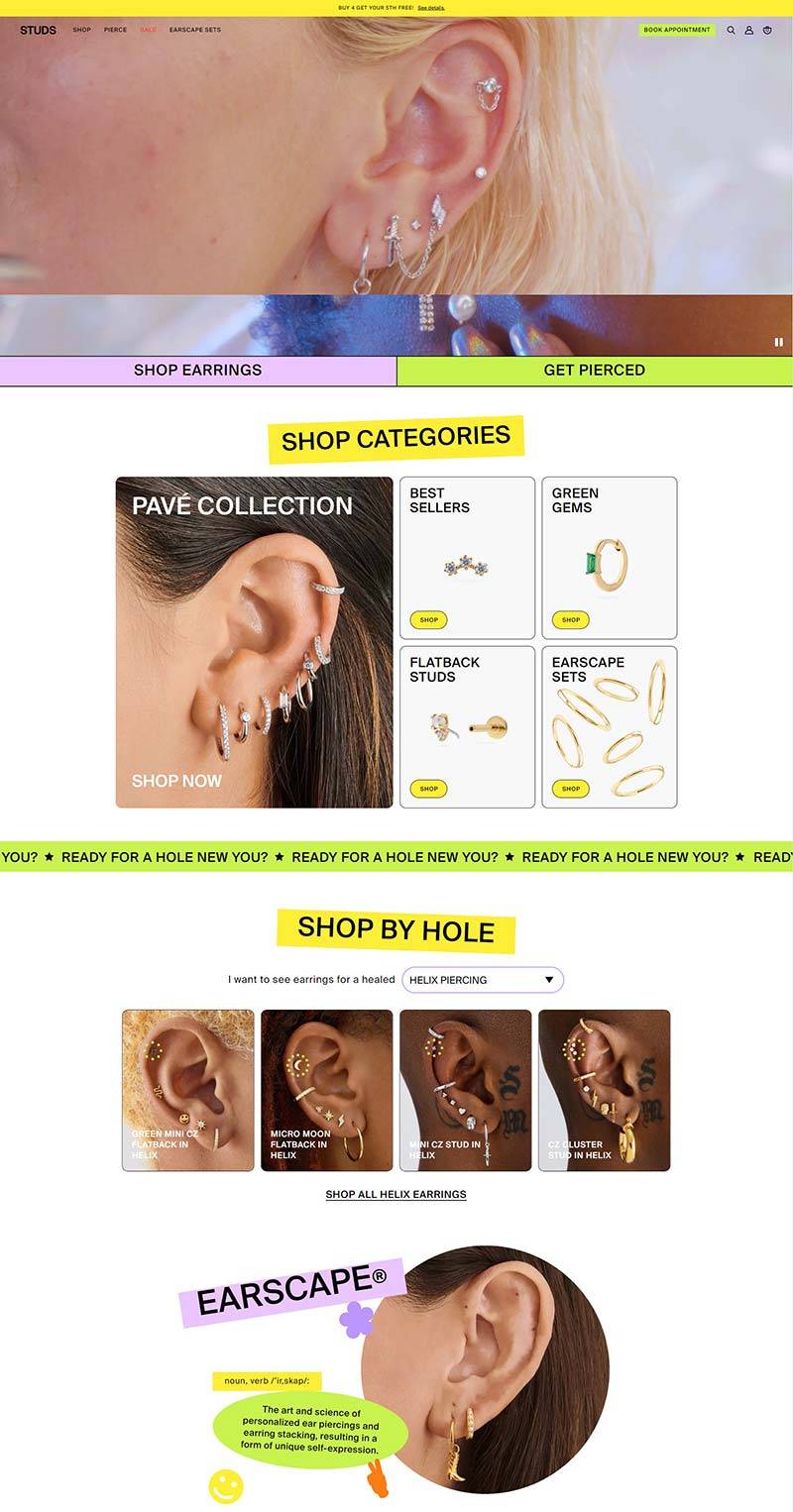 Studs 美国时尚耳环配饰品牌购物网站