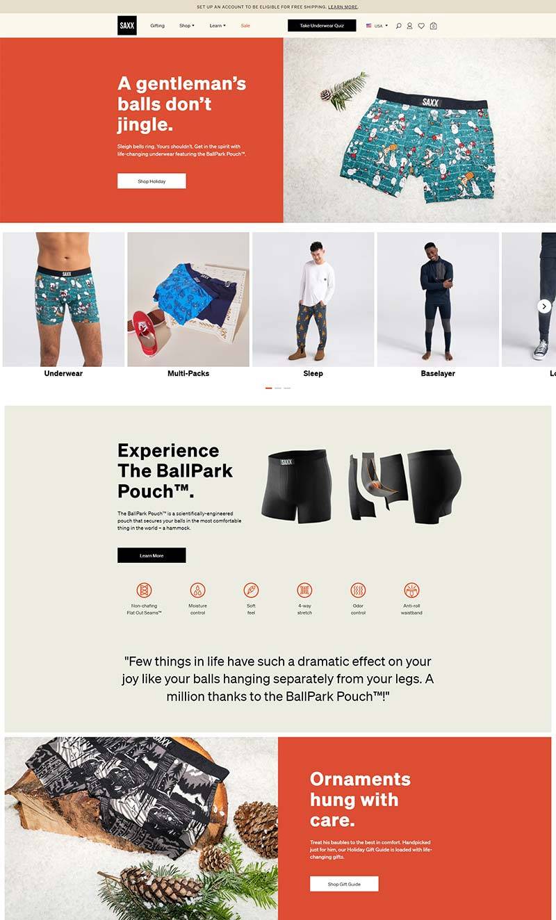 SAXX Underwear US 美国专业男性内衣购物网站
