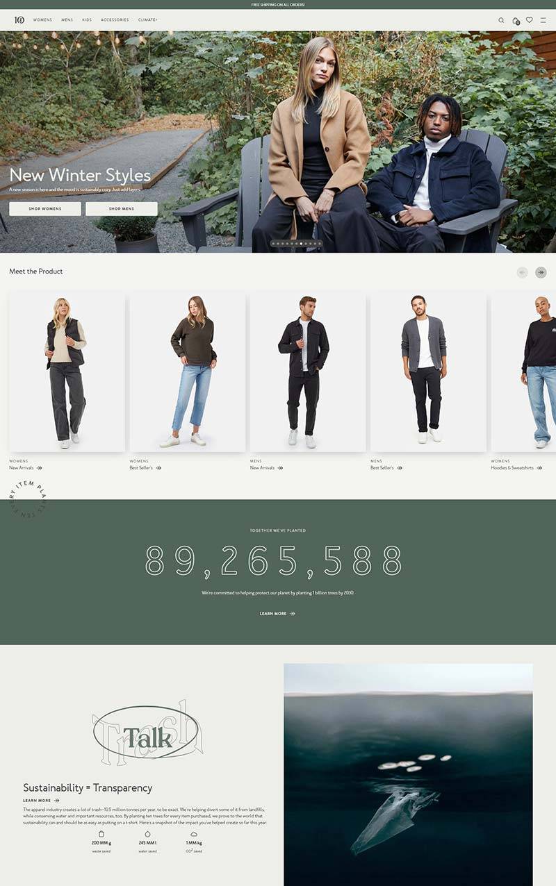 Tentree 美国环保服饰品牌购物网站