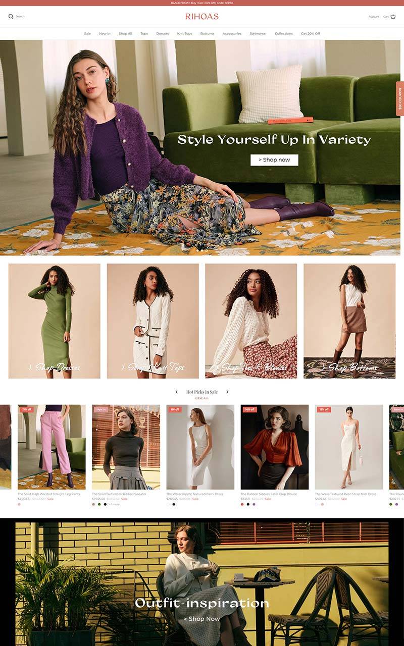 RIHOAS 美国法式小众女装购物网站