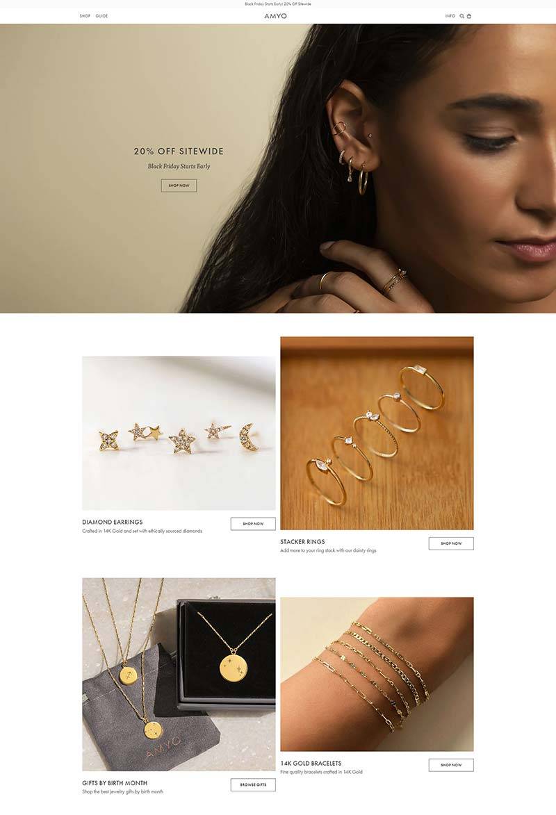 AMY O AMYO Jewelry 美国极简主义珠宝饰品购物网站