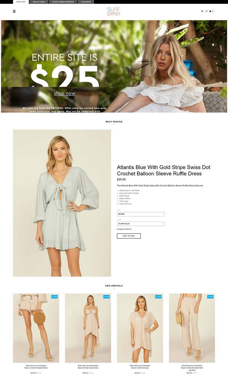 Surf Gypsy 美国时尚度假女装品牌购物网站