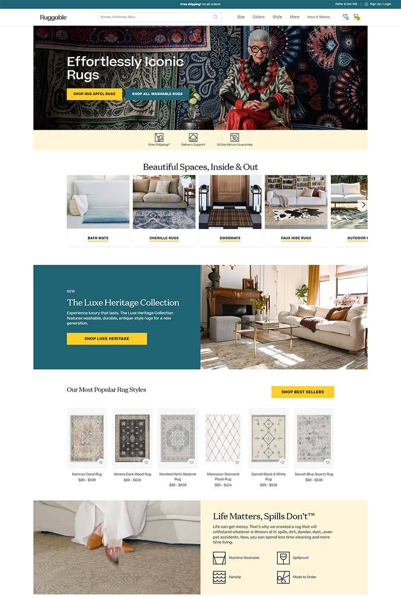 Ruggable 美国可水洗地毯购物网站