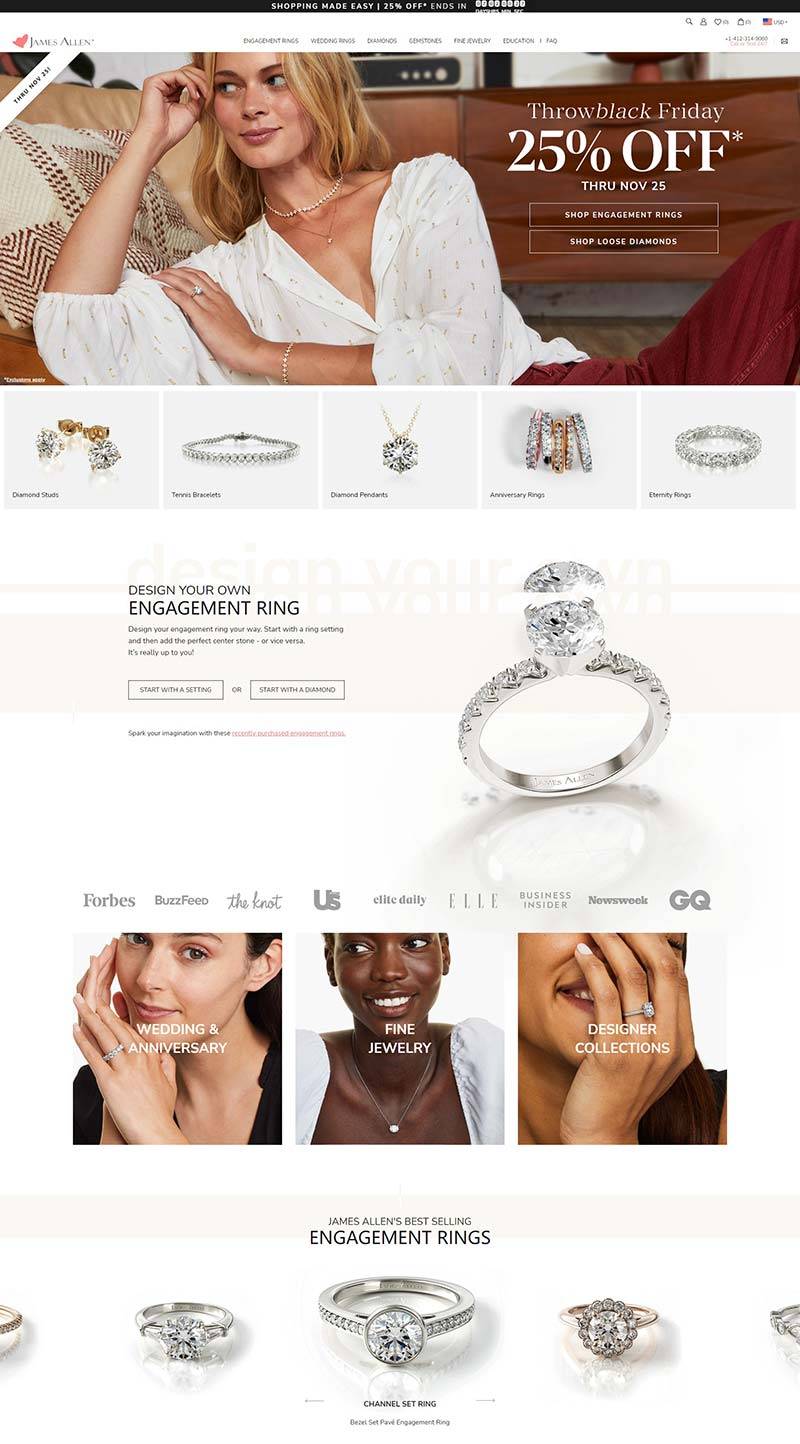 JamesAllen 美国婚戒珠宝品牌购物网站