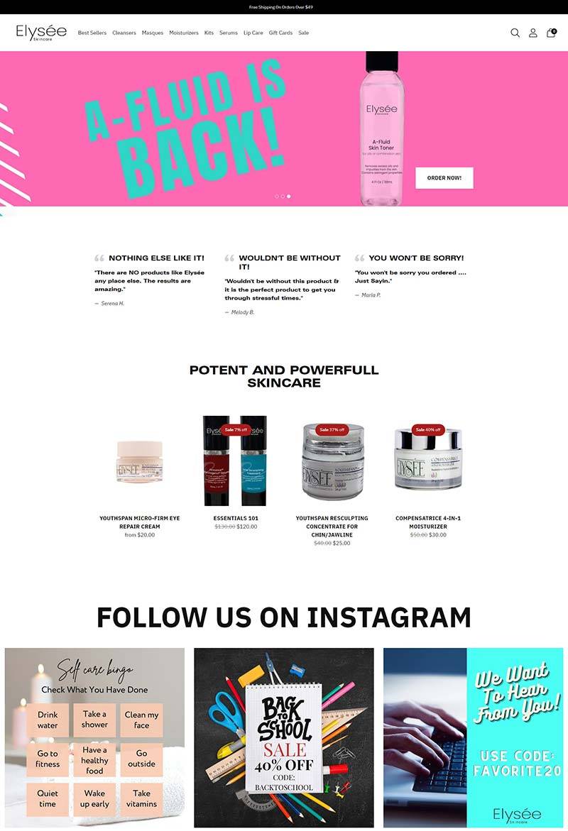 Elysee Skincare 美国抗衰老护肤品购物网站