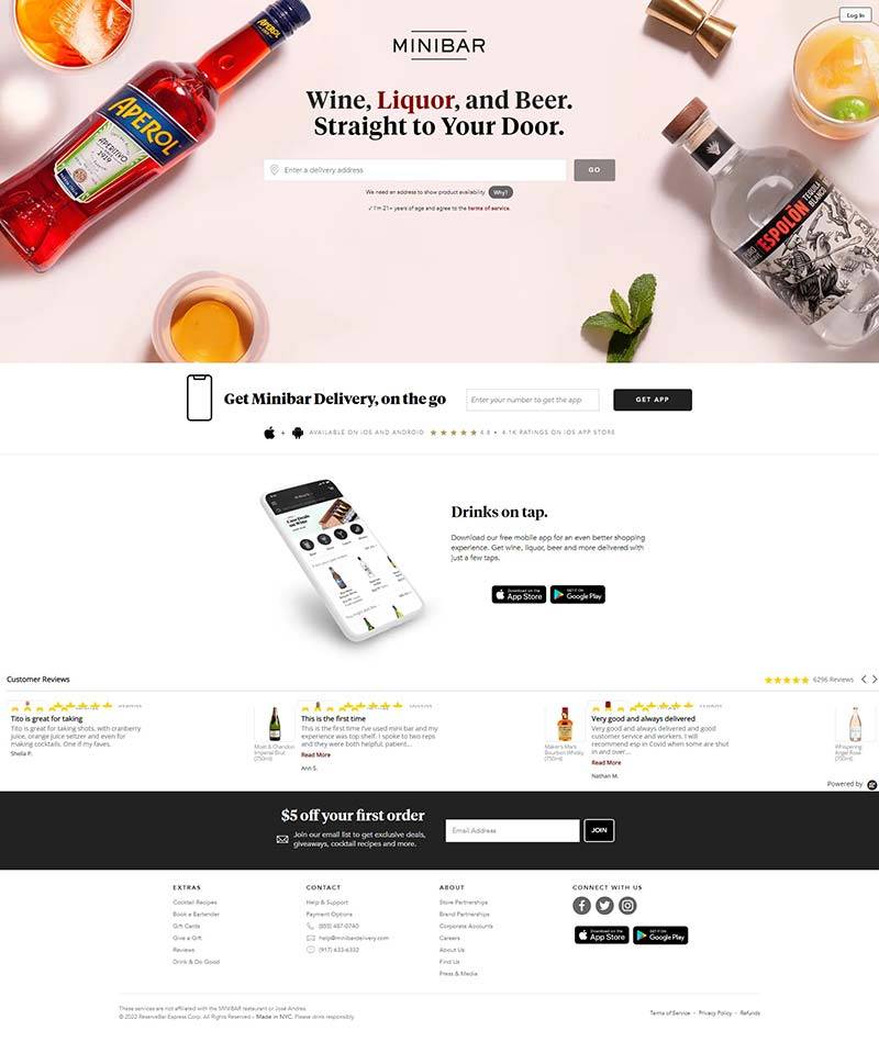 Minibar Delivery 美国在线酒水订购网站