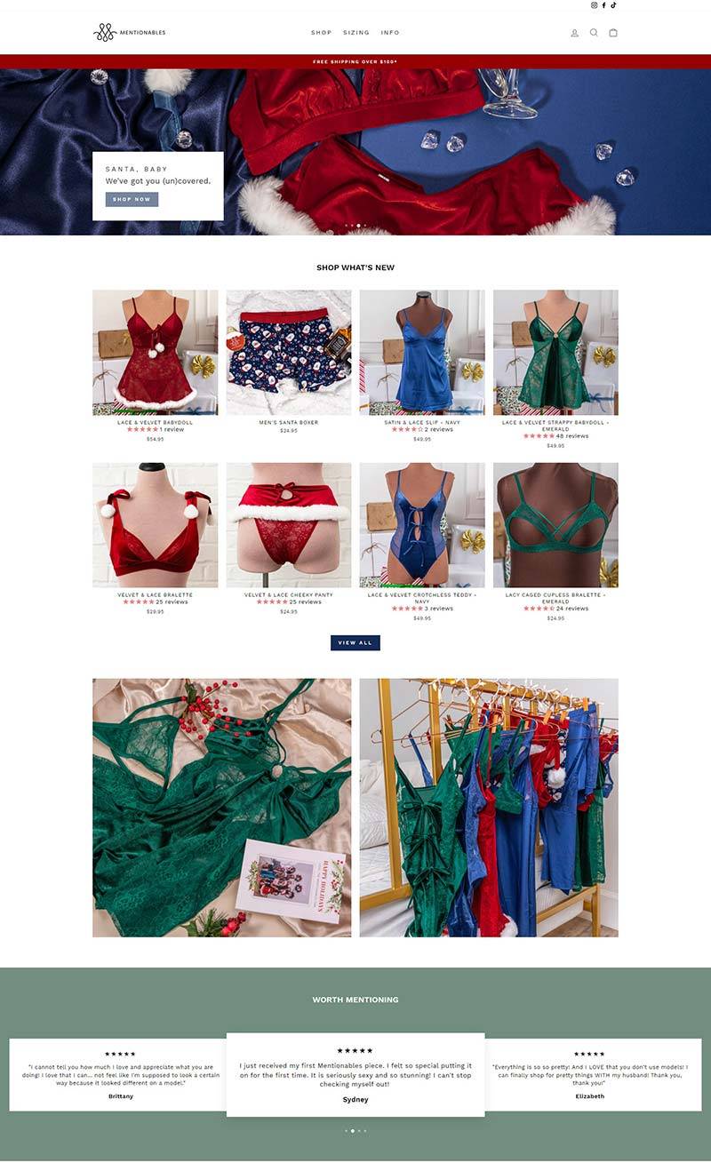 Mentionables 美国女性内衣品牌购物网站
