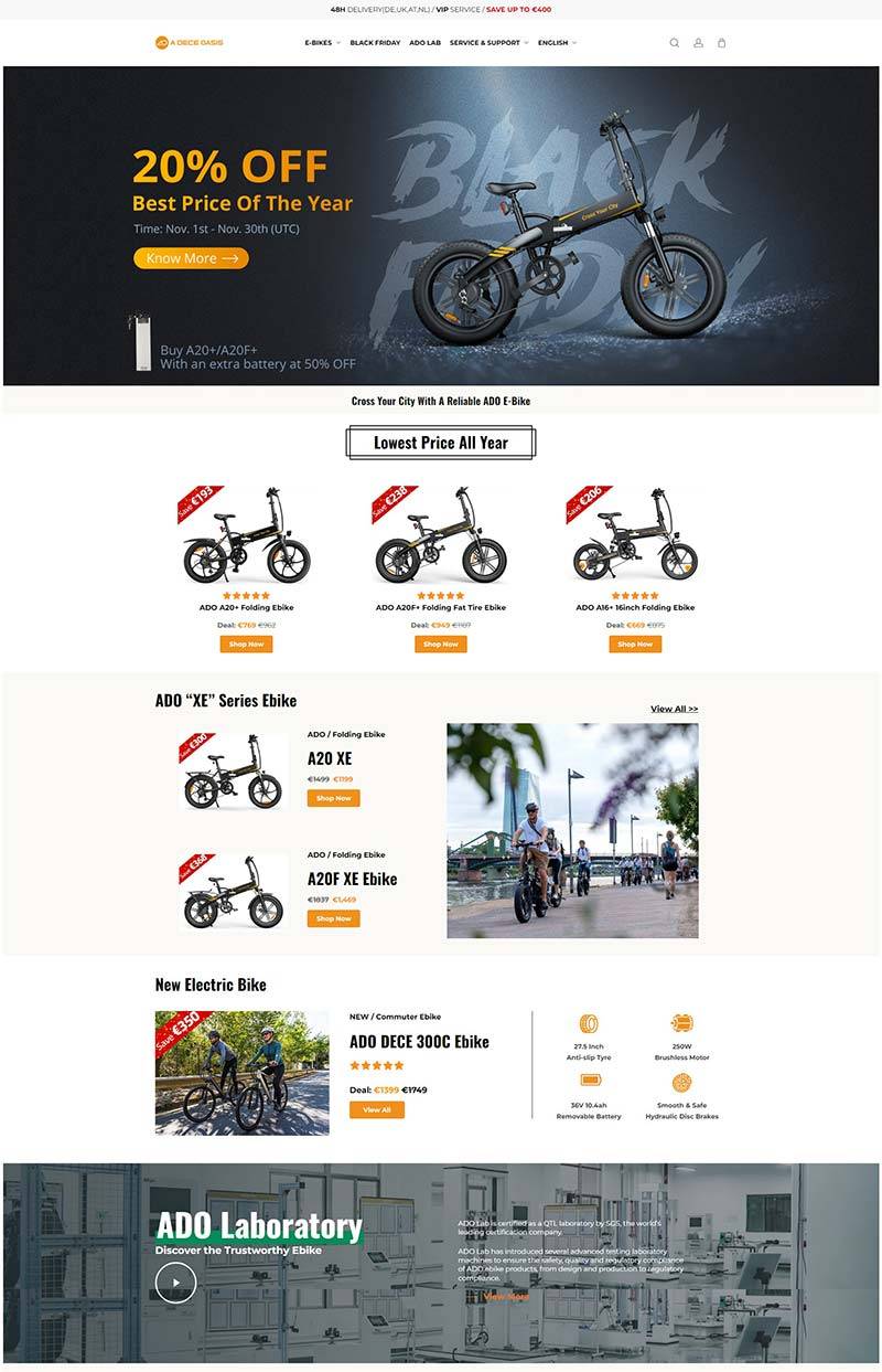 ADO EBIKE UK 英国电动自行车品牌购物网站