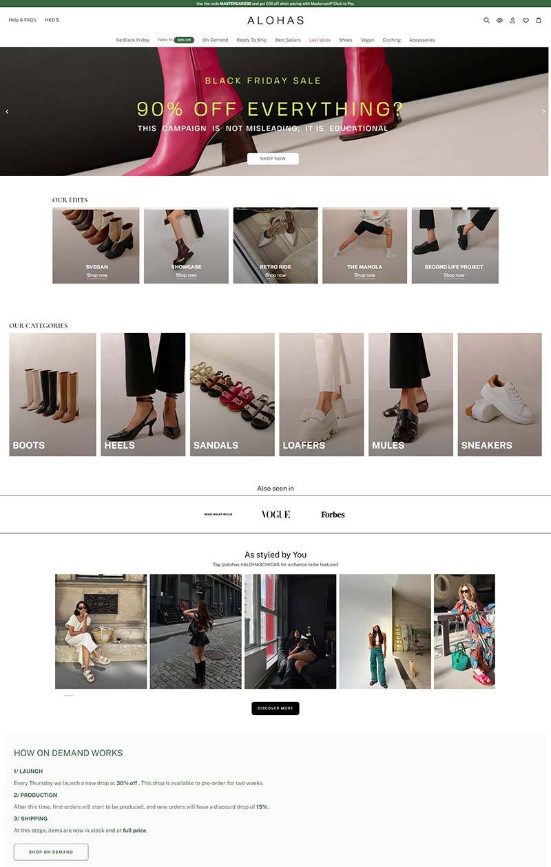 Alohas 西班牙时尚鞋履品牌购物网站