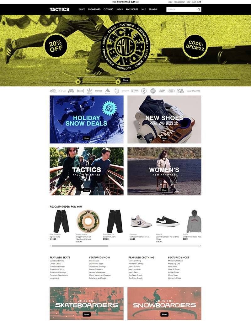Tactics 美国滑板滑雪装备购物网站