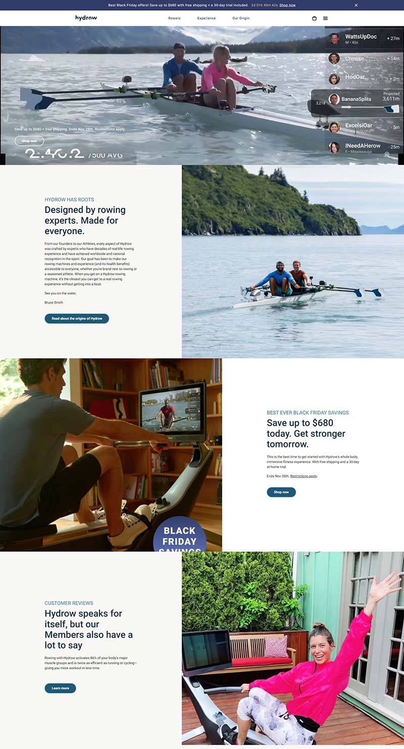 Hydrow 美国赛艇健身器材订购网站