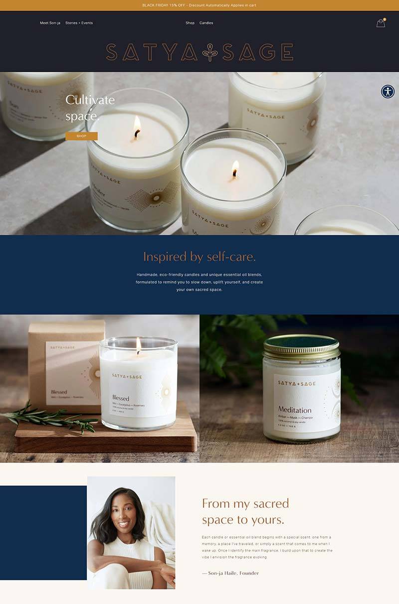 Satya + Sage 美国手工精油蜡烛购物网站