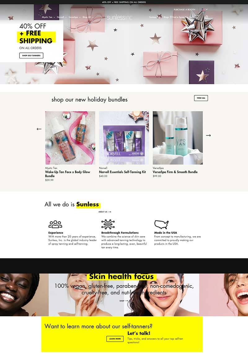 SunlessInc 美国喷雾美黑产品购物网站