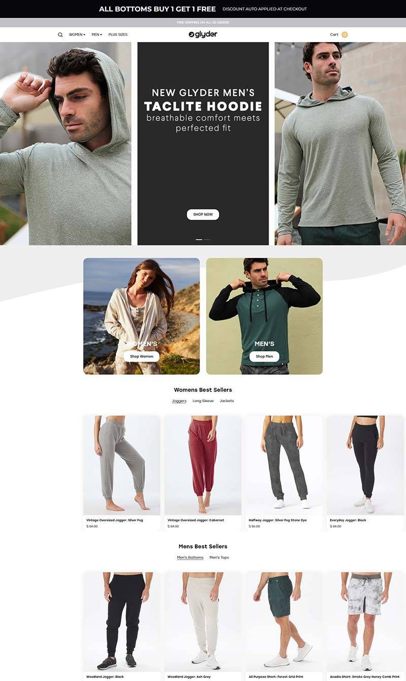 Glyder 美国时尚运动服品牌购物网站