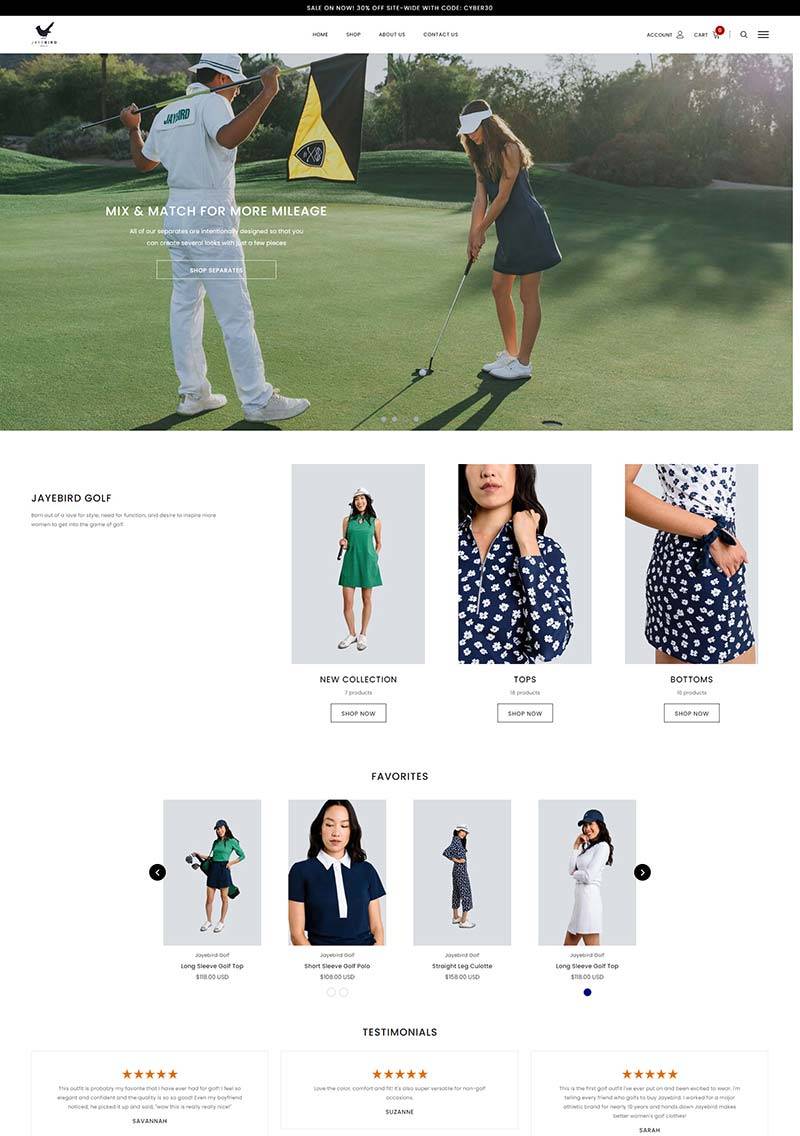 Jayebird Golf 美国高尔夫运动女装购物网站